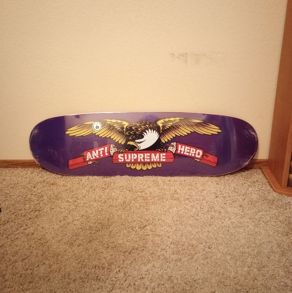 Supreme x Antihero Curbs Eagle Skateboard Deck Size 9.125" x 32" SS22 - Purple